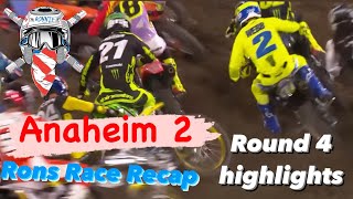 Anaheim 2 Supercross highlights Rons race recap [upl. by Ahsikal]