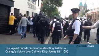 Orangemen parade through Belfasts Ardoyne district [upl. by Fortunato]