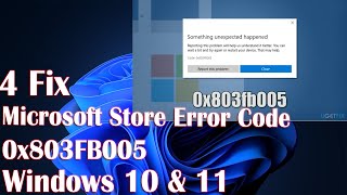 Microsoft Store Error Code 0x803FB005 In Windows 10  4 Fix How To [upl. by Idnerb]