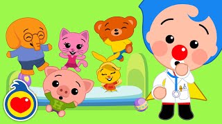 Five Friends Jumping on the Bed 🛏 Kids Songs ♫ Plim Plim  The Kindness Hero [upl. by Ellesig]