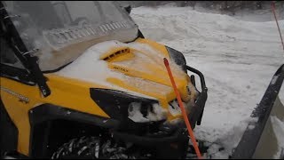 2012 Can Am Commander 1000xt Plowing Deep Snow  CanAm Commander XT 1000 ATV Snow Plow [upl. by Arem454]