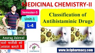 Classification of Antihistamines drugs  L4 chapter2 Unit1  Medicinal ChemistryII 5th sem [upl. by Yedorb713]