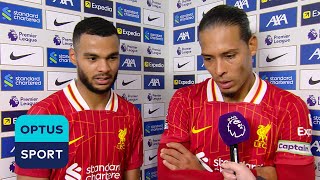 Were just going to STAY HUMBLE  Virgil van Dijk and Cody Gakpo on Liverpool win over Brighton [upl. by Ennyl]