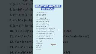 Algebra Formulas  Basic Algebraic formulas shorts shortvideo shortsfeed [upl. by Hpeosj]