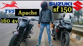 Gixxer sf 150 bs6 vs apache 160 4v  drag race [upl. by Marlette]