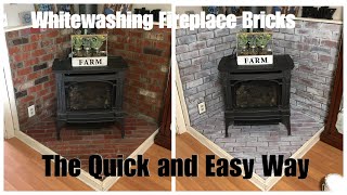 SUPER EASY Way To Whitewash Fireplace Bricks DIY Brick Whitewashing Technique [upl. by Elizabet]