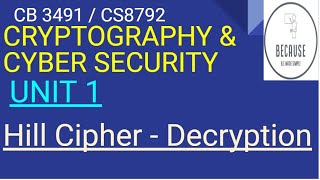 179 Hill Cipher Decryption in Tamil [upl. by Eaves]