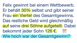 Kannst du den Gewinn berechnen Ein Rätsel mit Brüchen und Prozenten [upl. by Ahc157]