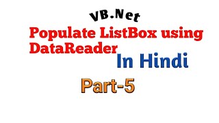 List Box and Datareader in vbnet [upl. by Nogas]