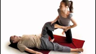 Thai Yoga Massage  Helicopter  a great hip opener [upl. by Ahsatal]