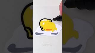 【슈링클스】 산리오 구데타마 키링 만들기  DIY Sanrio Gudetama keychain with shrinky dinks 슈링클스 [upl. by Haerle]