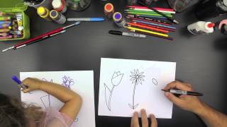 How To Draw Three Spring Flowers for younger kids [upl. by Sairtemed620]