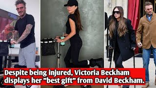 Despite being injured Victoria Beckham displays her quotbest giftquot from David Beckham [upl. by Arria]