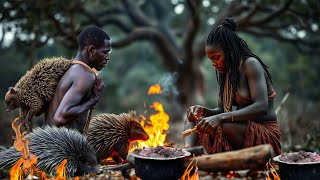 Hadzabe Tribe Hunts and Cooks Porcupine in the Wild 2024  Hadza life [upl. by Utley]