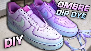 How To Ombre Two Tone Dip Dye Air Force 1 Shoes amp Tie Dye Laces [upl. by Alegnaed350]