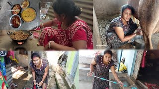 Sakal thke barir kaj kare nonod bari jomia motton khawa dawa karlam 😋🐓🍗kalyanivlogs5548Washing [upl. by Atirac]