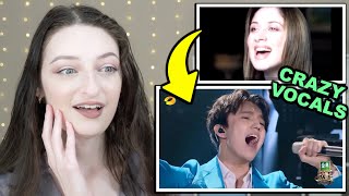 MALE singers hitting FEMALE high notes reaction crazy vocal covers [upl. by Ahseniuq]