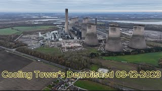 Fiddlers Ferry Power Station Demolition of Cooling Towers 03122023 [upl. by Nyrac944]