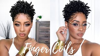 Shiny Defined Moisturized Finger Curls amp Coils on Tapered Cut  Short Natural Hair Tutorial [upl. by Annotahs]