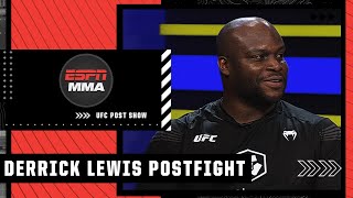 Derrick Lewis discusses his KO win at UFCVegas45 throwing his cup into the stands  UFC Post Show [upl. by Petrine]