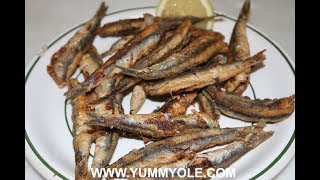 Fresh fried anchovies  Boquerones fritos [upl. by Yanaton]