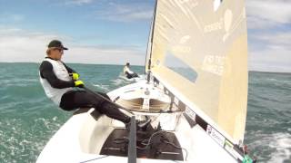 Tapio Nirkko FIN218 in the 2015 Finn Gold Cup Medal Race in Takapuna [upl. by Nnairak655]