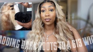 HOW TO ADD DARK ROOTS TO A 613 WIG TUTORIAL QUICK AND EASY STEPS ALIEXPRESS WIG COLORING TUTORIAL [upl. by Oicram441]