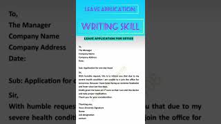 Leave application letter  letter writing  english shortsyoutube reels letter [upl. by Iong]