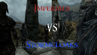 Imperial Army VS Stormcloak Army  Skyrim NPC Battles [upl. by Ahsilak520]