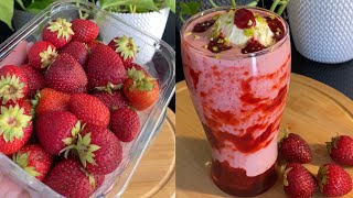 Strawberry Milkshake with homemade strawberry crush syrup  strawberry shake [upl. by Oglesby]