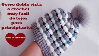 gorro  cuello a crochet  para hombre y mujer  REVERSIBLE 3 en 1  tutorial  tejido  ganchillo [upl. by Atela465]