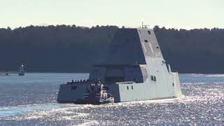 Zumwalt class destroyer USS Michael Monsoor on sea trials [upl. by Avehsile]