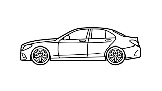 How to draw a MERCEDES C63 AMG easy  Drawing MercedesBenz C63S W205 AMG from the side [upl. by Martin683]