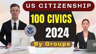 2024 official 100 civics questions and answers in random order  US citizenship interview 2024 [upl. by Yacov]