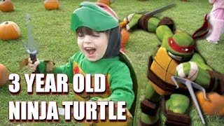 Adorable 3yearold as Raphael Teenage Mutant Ninja Turtles  Halloween Costume [upl. by Rutherford]