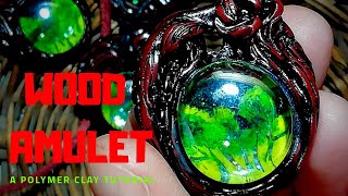 Polymer Clay WOODEN AMULET Fantastic wood amulet Easy tutorial [upl. by Wenz]