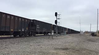 BNSF AC4400CW Leads Extremely Fast Hopper Train In The DGF Area [upl. by Yelnet684]