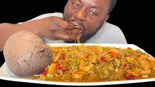 ASMR EXTREMELY SPICY OKRA SOUP WITH AMALA amp PRAWN [upl. by Gaynor]