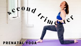 SECOND TRIMESTER PREGNANCY YOGA FLOW  Full Body Prenatal Yoga For the 2nd Trimester [upl. by Tniassuot]