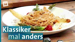 Spaghetti Carbonara mit Ofenspargel  Cliff Hämmerle kocht quotMit Herz am Herdquot [upl. by Sukcirdor420]