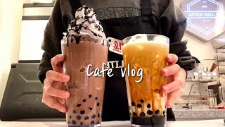 Sub🫘🧋배고플 땐 펄 추가 왕창하기🧋🫘 메모✍🏻  cafe vlog  카페브이로그  더리터  asmr  nobgm [upl. by Petite]