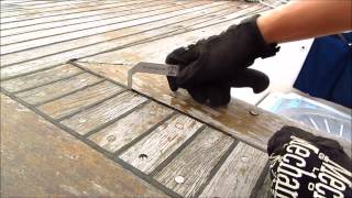 Teak Decking Systems Reefing Hook Caulk seam remover [upl. by Amling]