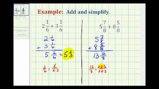 Ex Add Mixed Numbers with Like Denominators [upl. by Odel321]