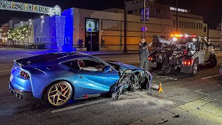 Michael B Jordan Crashes Ferrari 812 in Hollywood [upl. by Ytsirc]