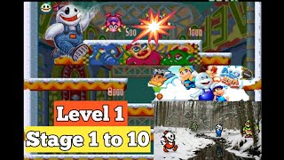 snow bros gameLevel 1stage 1 to 10thrapid complete stages in one hit or kick technique [upl. by Ailhad880]