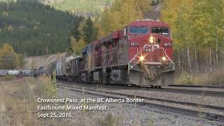 CP Eastbound 8870 at Crowsnest Pass in Sept 2016 [upl. by Wasserman]