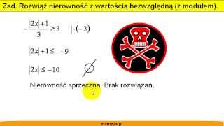 Rozwiązywanie nierówności z wartością bezwzględną  Zadanie  Matfiz24pl [upl. by Ahsiet411]