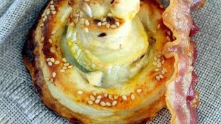 Recette  Feuilletés chèvre épinards façon volauvent et leur lard croustillant [upl. by Calendre]