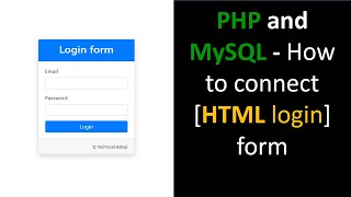 PHP and MySQL How to connect HTML login form to PHP and MySQL Part 2 [upl. by Benedikta]