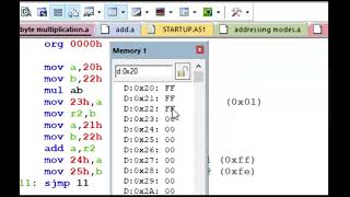 Assembly Language Program amp Simulation of 8051 Unsigned Multibyte Multiplication in KEIL IDE 015 [upl. by Dewhurst]